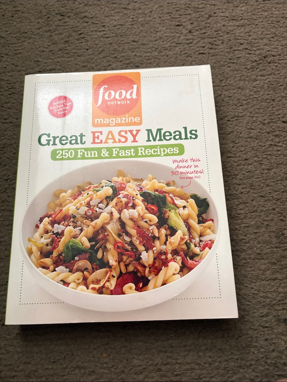 Food Network Great EASY Meals Cookbook - White with Green and Orange Accents